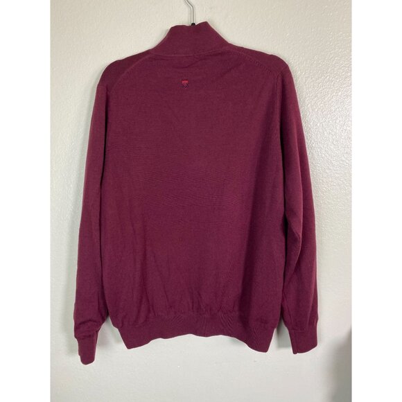 Fairway & Greene Italian Merino Wool Burgundy Quarter Zip Sweater Size Medium - Picture 14 of 16